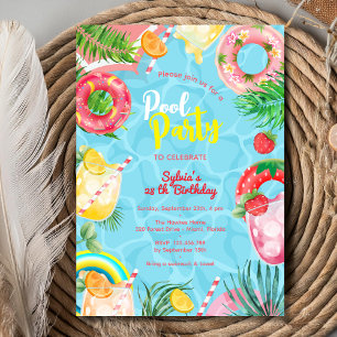Invitación Fiesta adulto de cumpleaños de bebidas de verano e