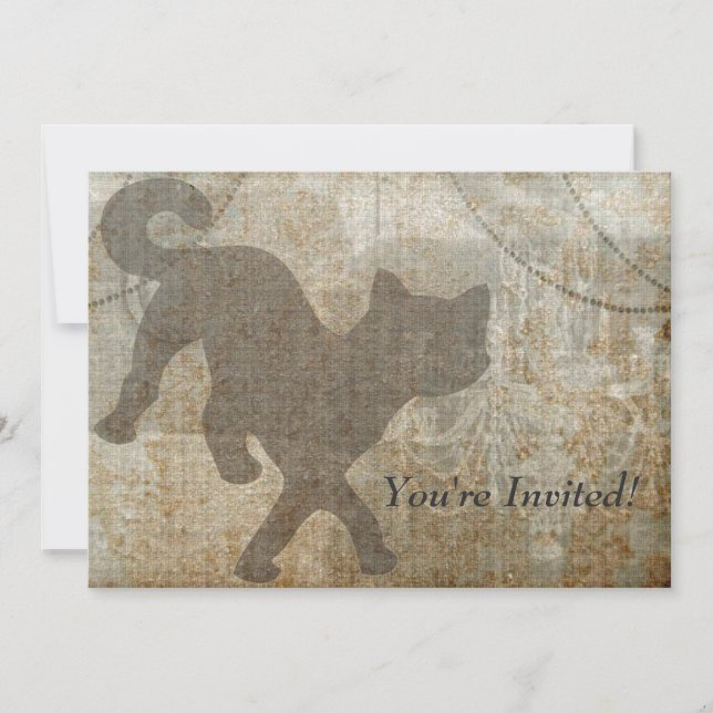 Invitación Fiesta adulto de la lámpara francesa de la silueta (Anverso)