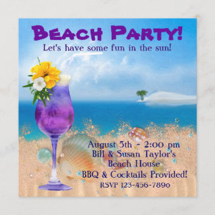 Invitación Fiesta adulto de la playa de los cócteles de la