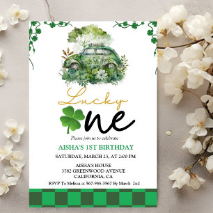 Invitación Fiesta afortunado del primer cumpleaños del Día de