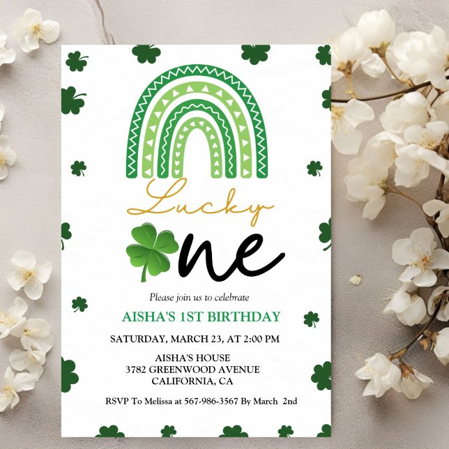 Invitación Fiesta afortunado del primer cumpleaños del Día de (Subido por el creador)