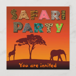 Invitación Fiesta africano de la silueta del safari -