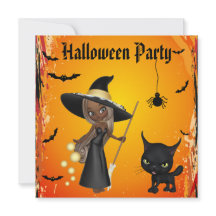 Fiesta afroamericano de Halloween de la bruja y