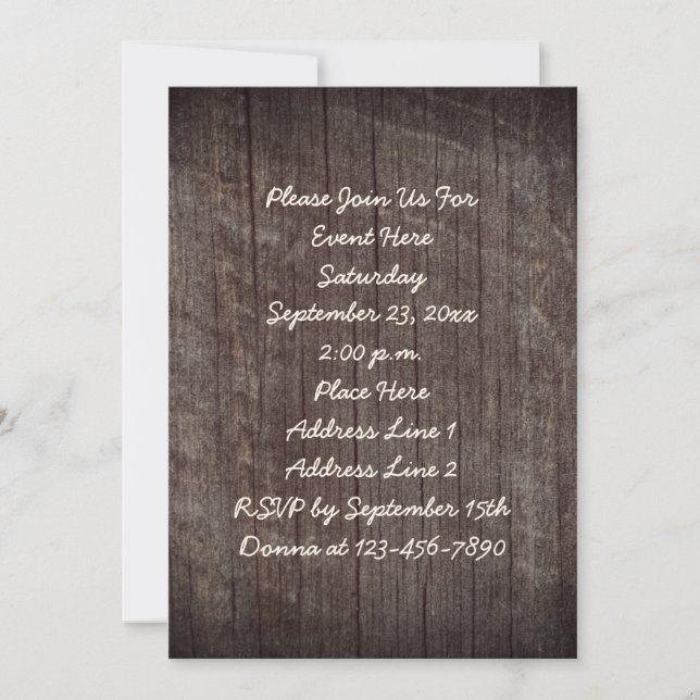 Invitación Fiesta Aged Barnboard (Anverso)