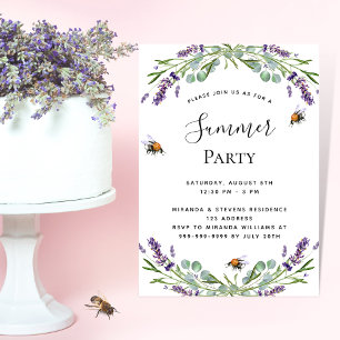 Invitación Fiesta al aire libre con flores Lavender