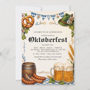 Invitación fiesta alemana Oktoberfest Cerveza Bávaro