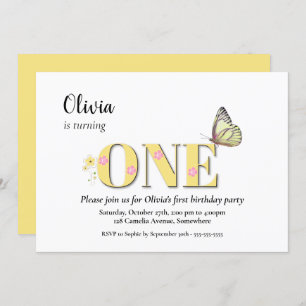 Invitación Fiesta Amarillo de un primer cumpleaños