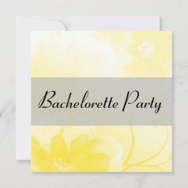 Invitación Fiesta amarillo y gris elegante de Bachelorette de (Anverso)
