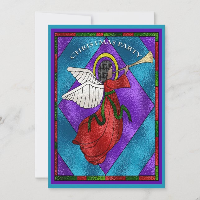 Invitación Fiesta Ángel de la ventana de cristal manchado (Anverso)