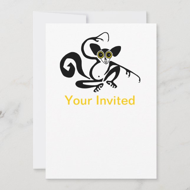 Invitación ¡fiesta Animal! AYE-AYE - vida silvestre - (Anverso)