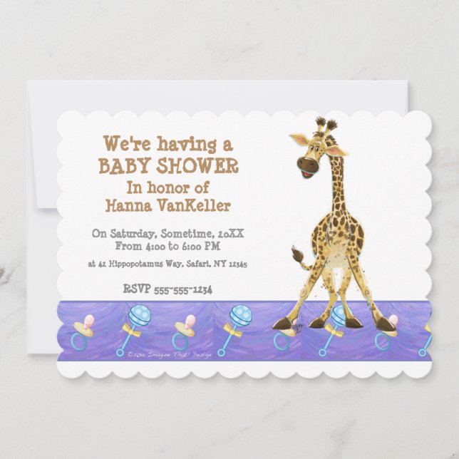 Invitación Fiesta Animal Giraffe (Anverso)