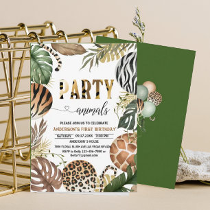 Invitación Fiesta Animales Birthday Leopard Print Jungl Wild