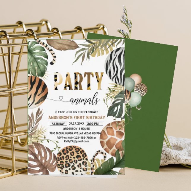 Invitación Fiesta Animales Birthday Leopard Print Jungl Wild (Subido por el creador)