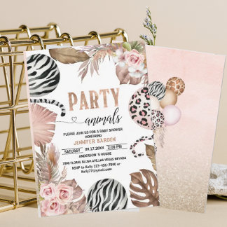 Invitación Fiesta Animales ducha de bebé Leopard Print Jungl 