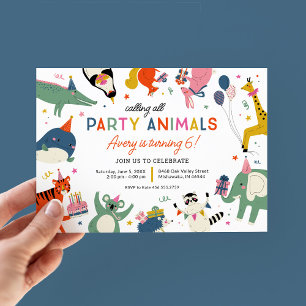 Invitación Fiesta Animales Niños Fiesta de cumpleaños