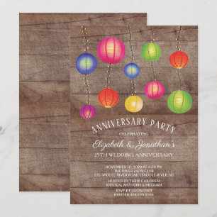 Invitación Fiesta Aniversario de linternas de papel de verano