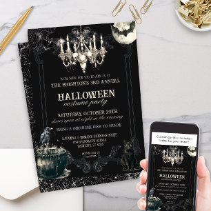 Invitación Fiesta anual de Halloween de cráneo gótico vintage