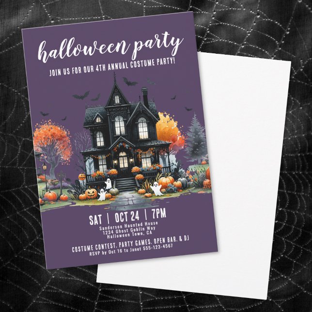Invitación Fiesta Anual de Halloween de la Casa Embrujada (Haunted House Annual Halloween Party Invitation)