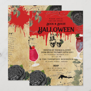 Invitación Fiesta anual de Halloween para adultos, calaveras