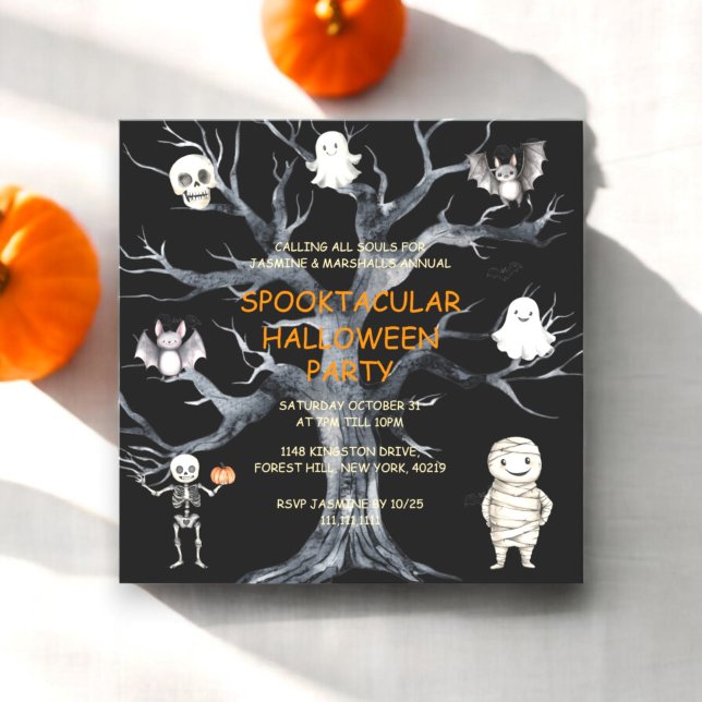 Invitación Fiesta anual de la familia de Halloween (halloween costume party invitation , modern cute and ideal for kids)