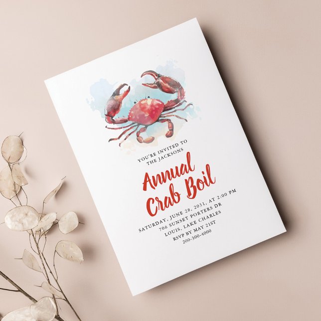 Invitación Fiesta anual de mariscos de verano para hervir el  (Annual Crab Boil Summer Family Party Invitation)