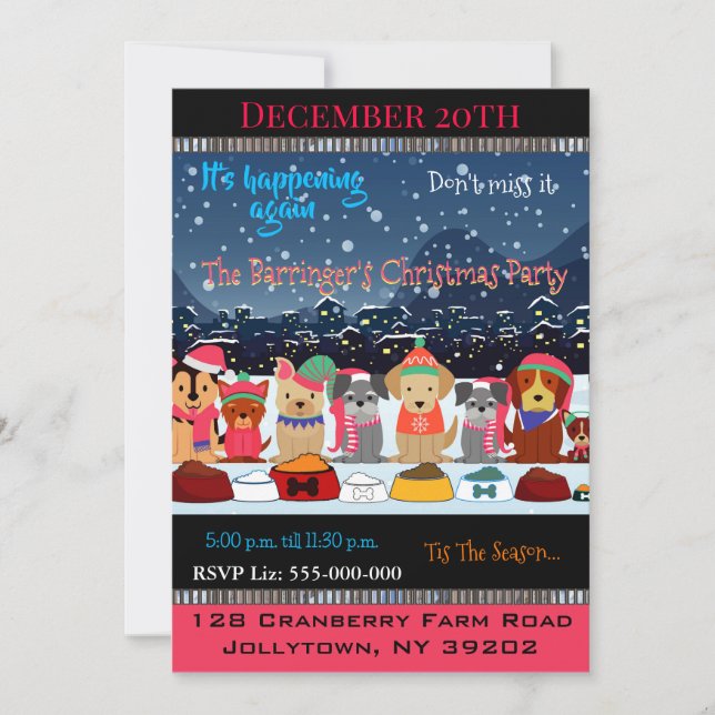 Invitación Fiesta Anual de Navidad de Bow Wow (Anverso)