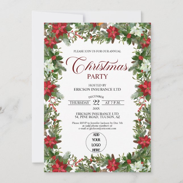 Invitación Fiesta anual de Navidad para empleados corporativo (Anverso)
