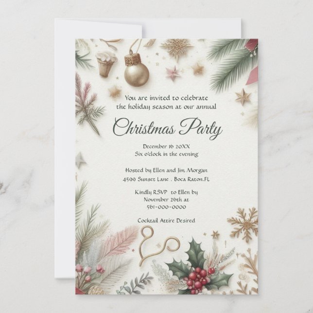 Invitación Fiesta Anual de Navidad Verdor Navideño (Anverso)