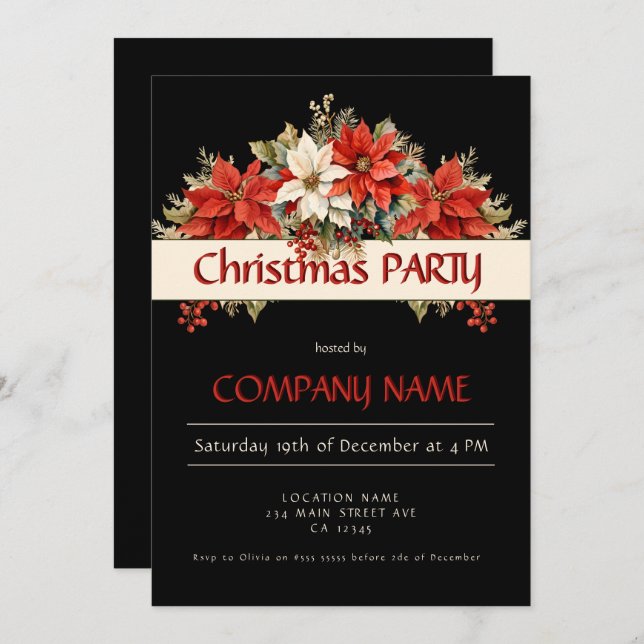 Invitación Fiesta anual de Navidades corporativos (Anverso / Reverso)