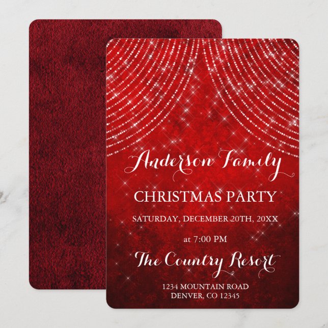 Invitación Fiesta anual de Navidades de Red String Light (Anverso / Reverso)