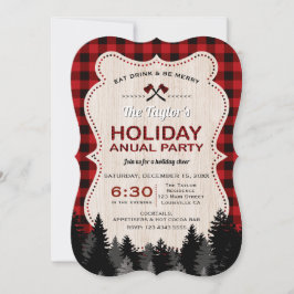 Invitación Fiesta Anual de Vacaciones de Madera de Cuadro Búf