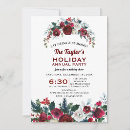 Invitación Fiesta Anual de Vacaciones Floral de Pino Borgoña