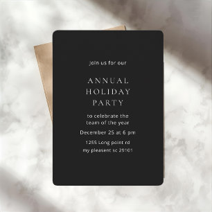 Invitación Fiesta Anual de Vacaciones Minimalista Negra