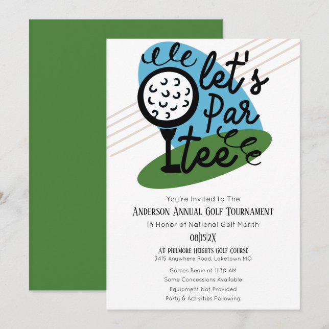 Invitación Fiesta Anual del Torneo de Golf Let's Par Tee (Anverso / Reverso)