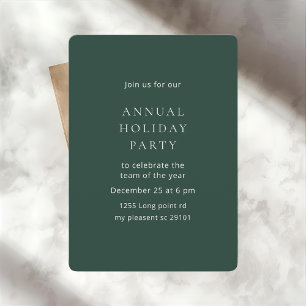 Invitación Fiesta anual elegante de vacaciones de verde oscur