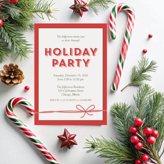 Invitación Fiesta anual roja de diseño simple (Subido por el creador)