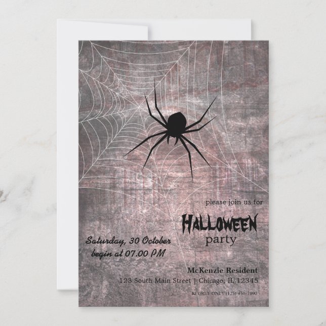 Invitación Fiesta Araña de Halloween (Anverso)