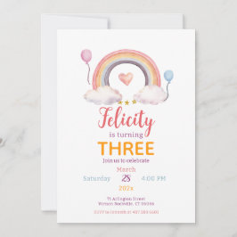 Invitación Fiesta Arcoíris Acuarela