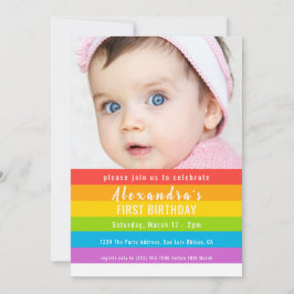 Invitación Fiesta arcoiris colorido personalizado