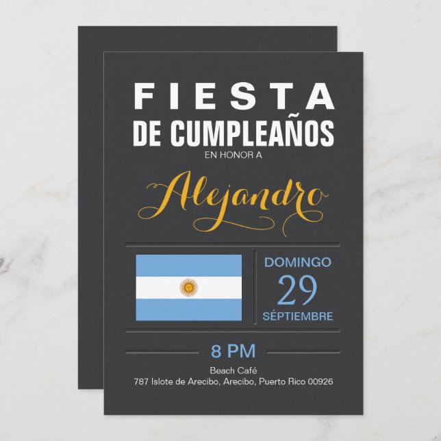Invitación Fiesta Argentina (Anverso / Reverso)