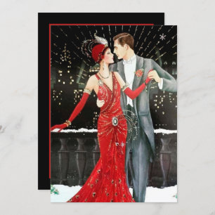 Invitación fiesta artístico deco retro vintage