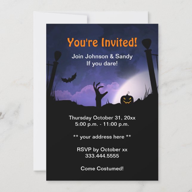 Invitación Fiesta asustadizo de Halloween de la casa (Reverso)