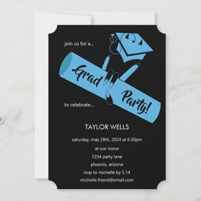 Invitación ¡fiesta! Azul2 (Anverso)