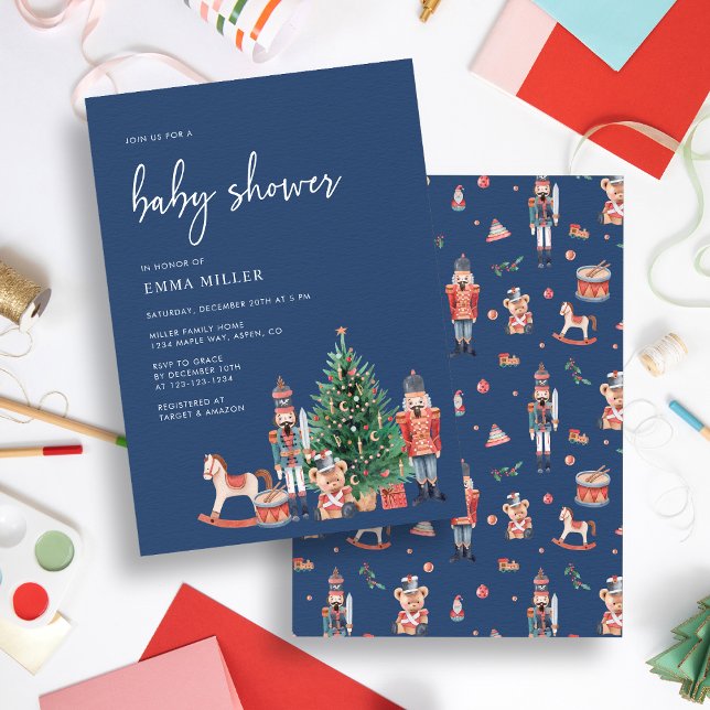 Invitación Fiesta Azul de Baby Shower (Holiday Blue Baby Shower Invitation
)