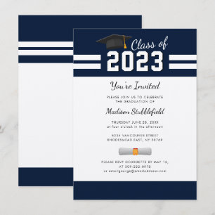 Invitación Fiesta azul de la Marina de Moda de graduación mod
