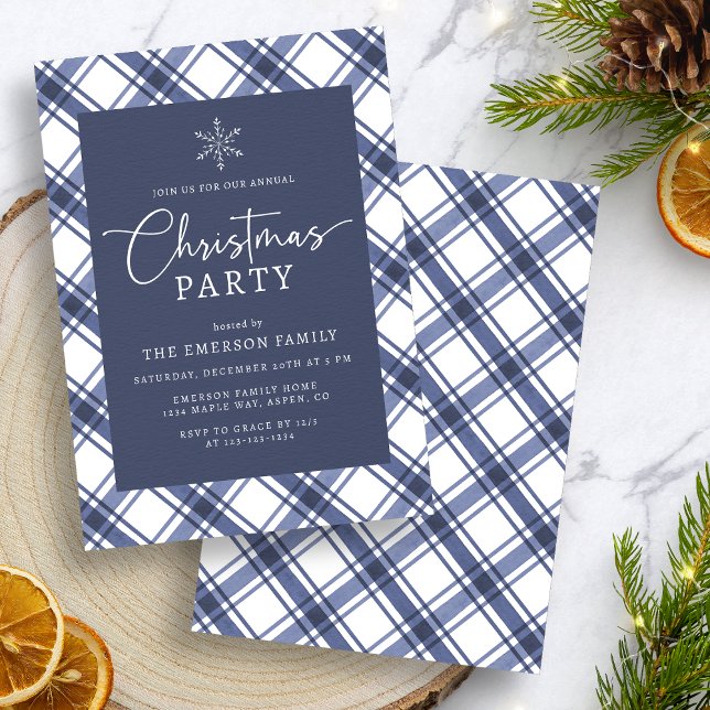 Invitación Fiesta Azul de Navidad (Blue Christmas Party Invitation
)
