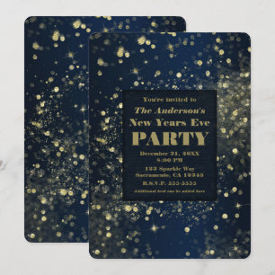 Invitación Fiesta azul de Noche Vieja de las luces el