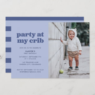 Invitación Fiesta azul en mi primer Fiesta de cumpleaños