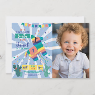Invitación Fiesta Azul Fiesta Mexicana de Cumpleaños de Piñat