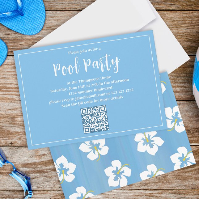 Invitación Fiesta azul Personalizado Floral (Subido por el creador)